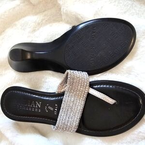 Italian Shoemakers Black and Silver Sandals